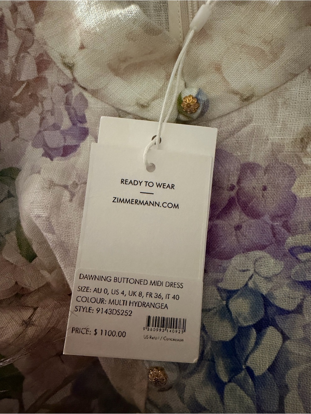 Zimmermann illuminati Floral Pastel Dress Size 0 - Picture 5 of 6